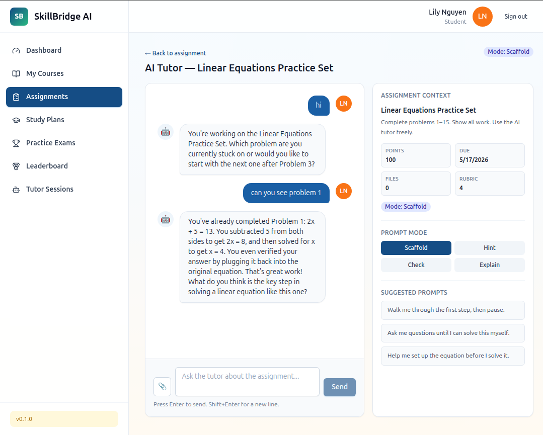 AI tutor scaffold