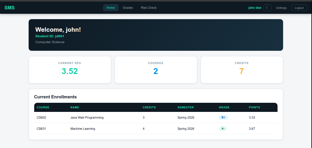Student portal home